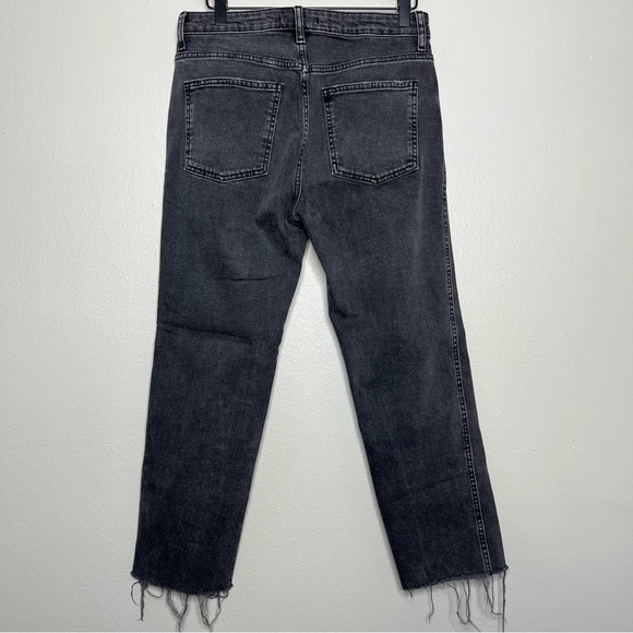Free People Women Jeans 28"  Black Rita Cropped Flare Raw Hem Pants Boho Grunge - Picture 9 of 10